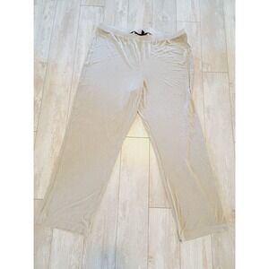 Chico's Travelers 3P Tan Beige Pants Pull On Straight Slinky *Has Burn On Leg*